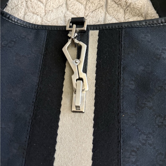 Gucci Vintage GG Monogram Canvas Jackie O-Hobo Bag with Web Stripe - FREE SHIP - Picture 2 of 15